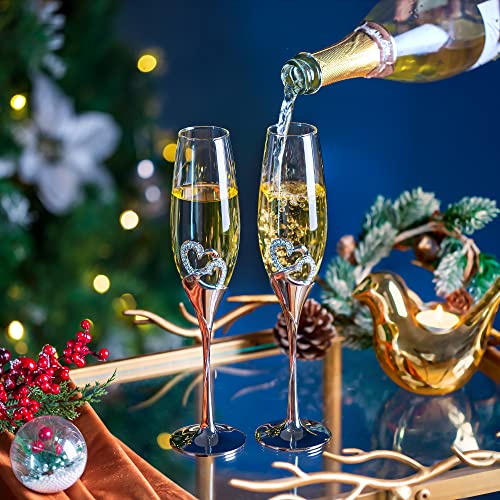 Personalised Mr and Mrs Champagne Flutes with Wooden Gift Box