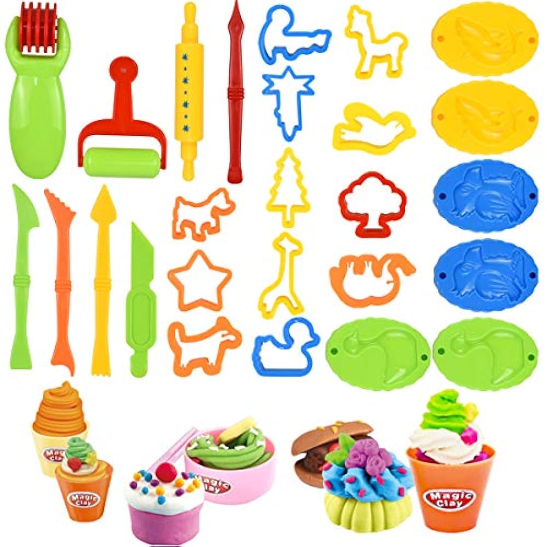 26-Piece Dough Tools Kit – Colorful Plasticine Clay Cutters