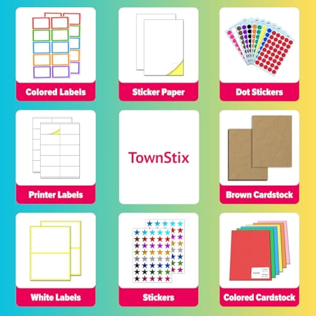 TownStix Dinosaur Stickers – 200 Self-Adhesive Decals for Party Favors