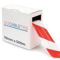 Gocableties Red & White Barrier Tape | 70mm x 500m Non-Adhesive Caution Tape