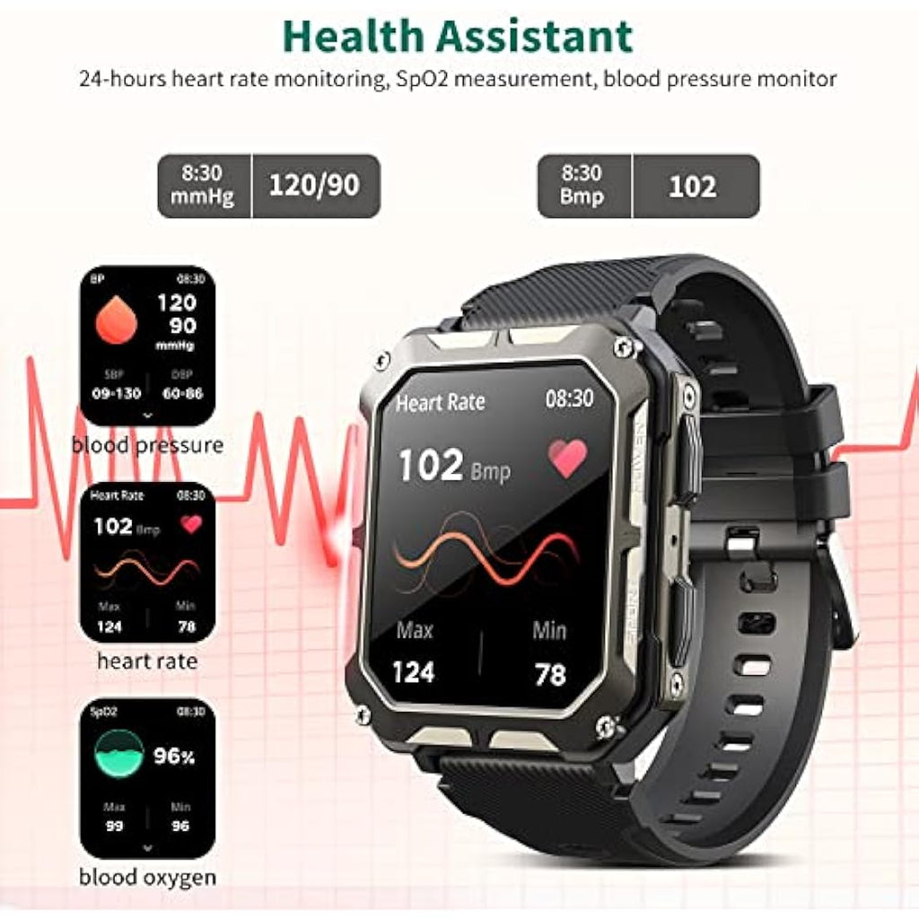 Military Smart Watch for Men - IP68 Waterproof Fitness Tracker