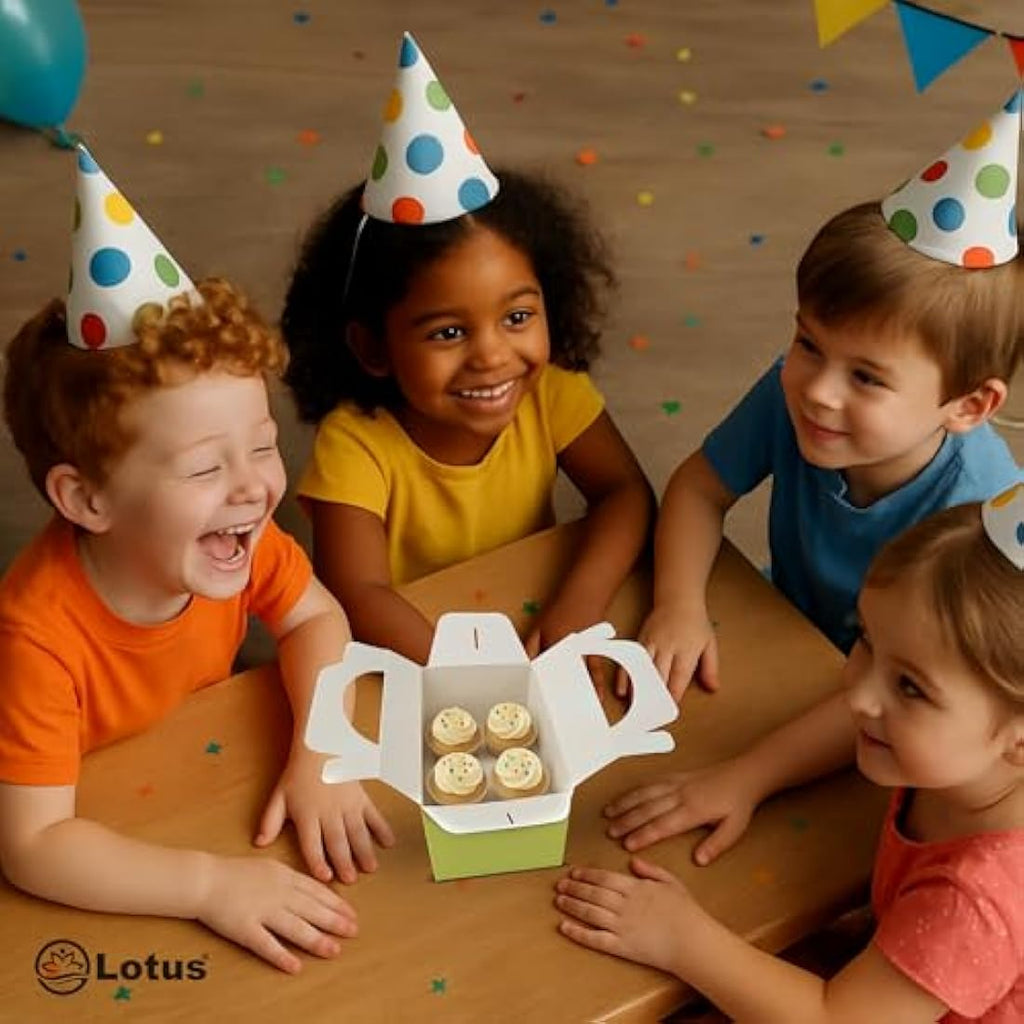 Lotus Yellow Children's Party Food Boxes - Recyclable Meal Box (50 Pack)