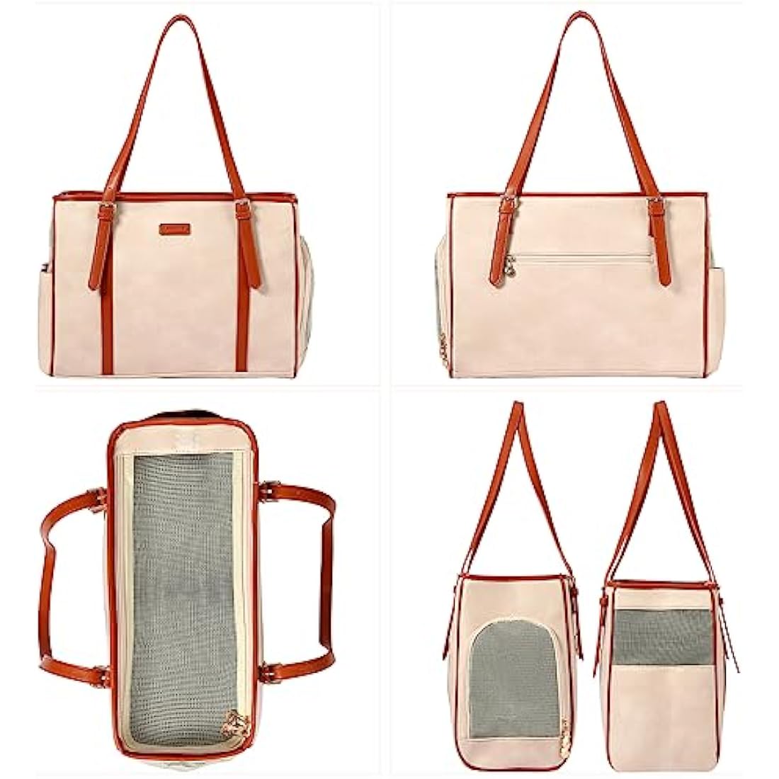 Lasaviin Vegan Leather Dog Purse | Airline Approved Pet Carrier - Beige