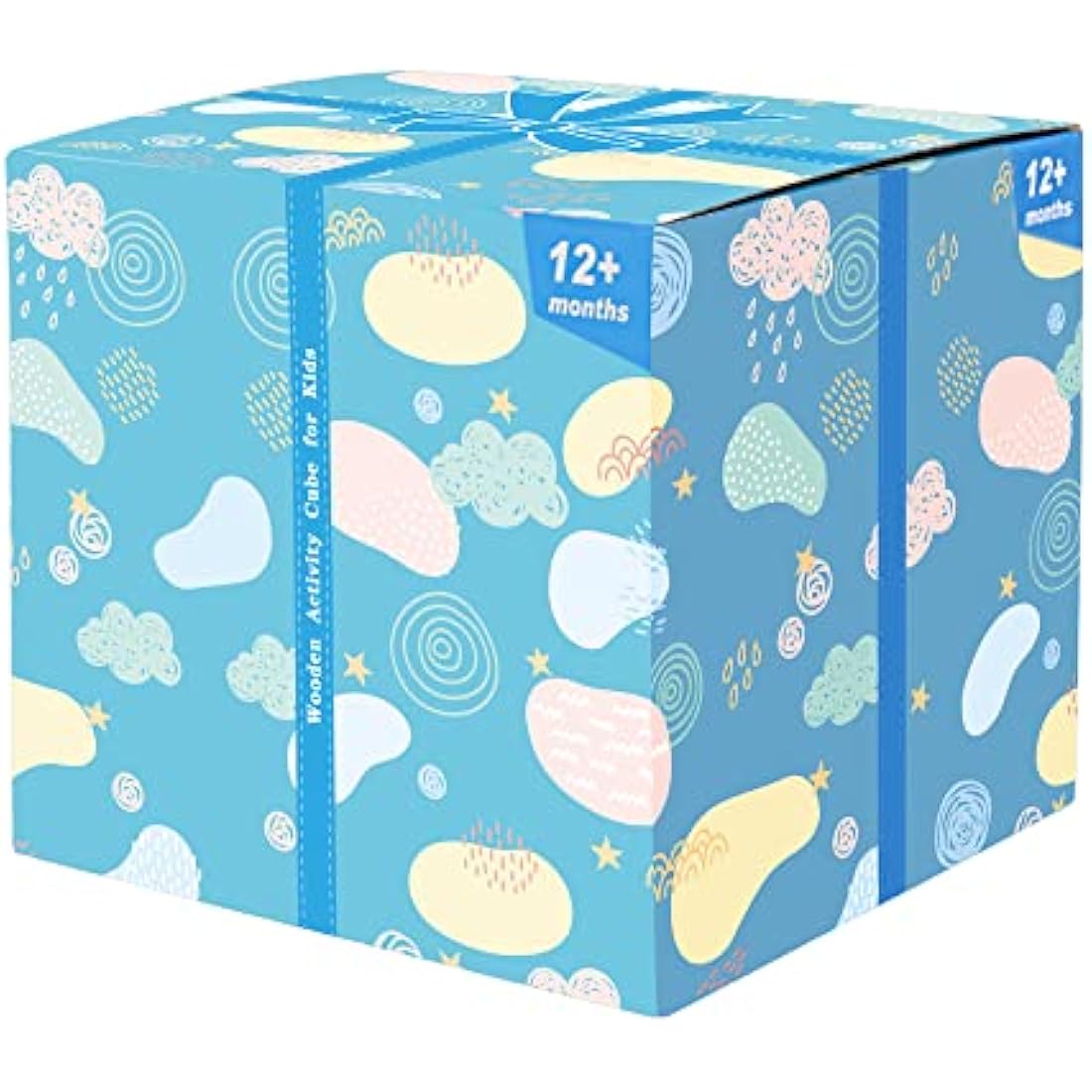 HELLOWOOD 8-in-1 Wooden Activity Cube | Montessori STEM Toy for Toddlers