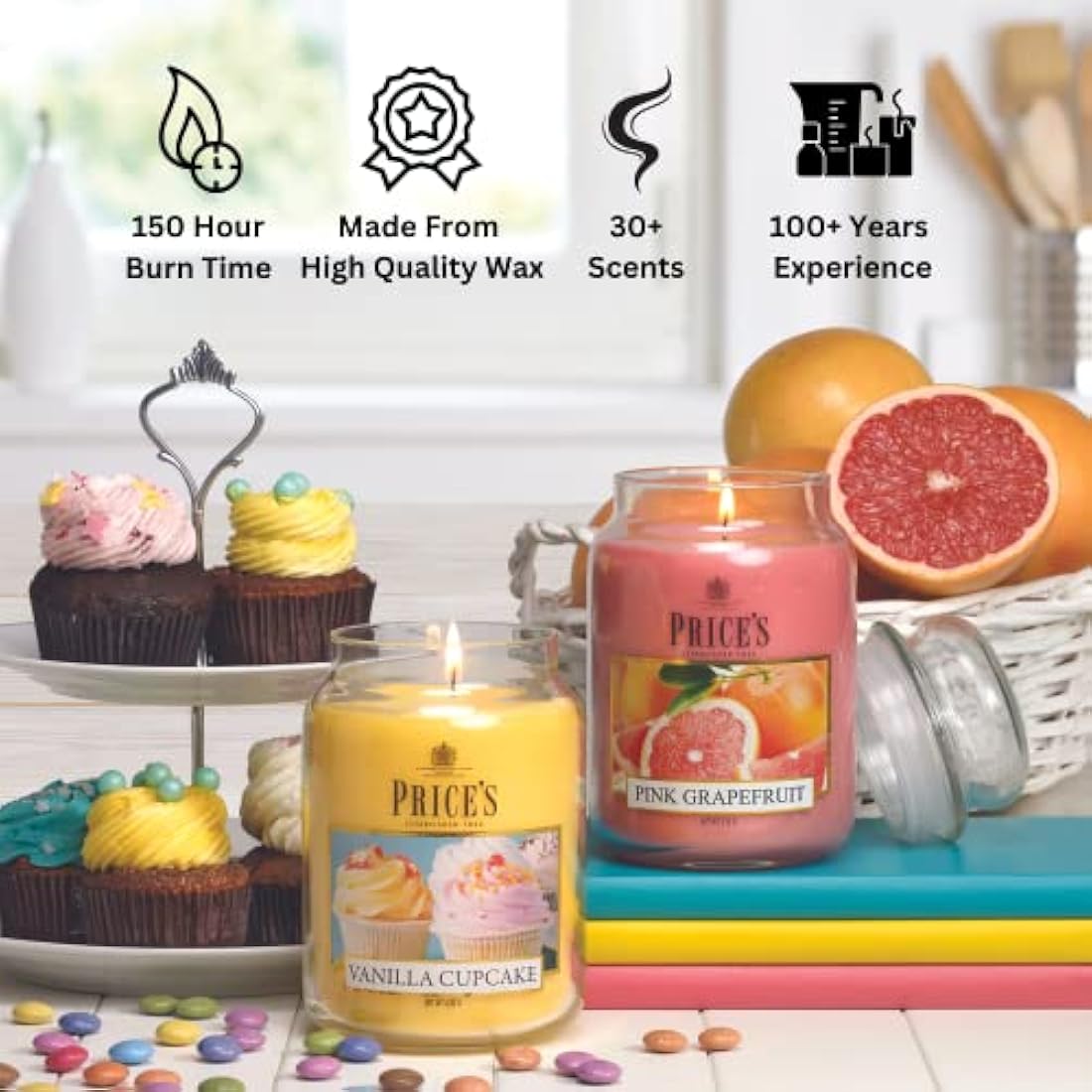 Price's Vanilla Cupcake Scented Jar Candle – 150 Hour Burn Time