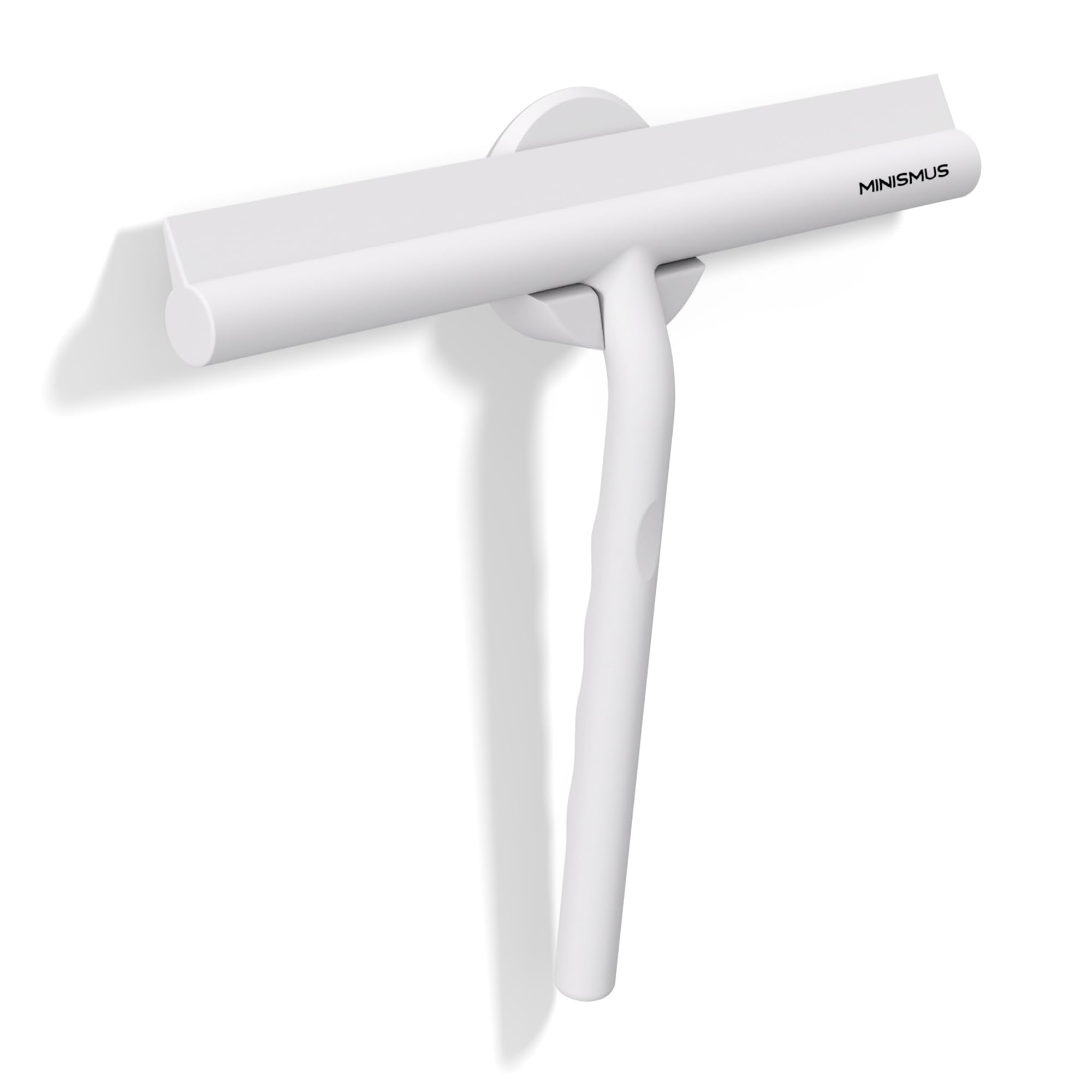 Minismus Shower Squeegee with Magnetic Holder – 21cm Silicone, White