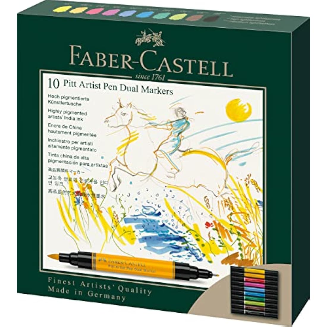 Faber-Castell Pitt Artist Pen Dual Marker - India Ink - Wallet of 10