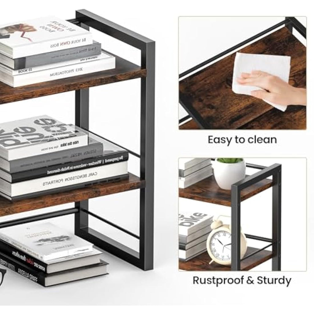Wood Desktop Bookshelf – 2-Tier Office Desk Shelf Organizer