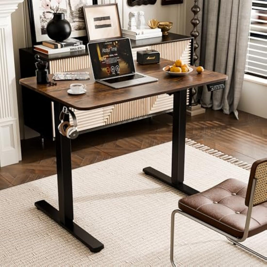 ERGOMAKER Electric Standing Desk - 90x60cm Height Adjustable - Rustic Brown
