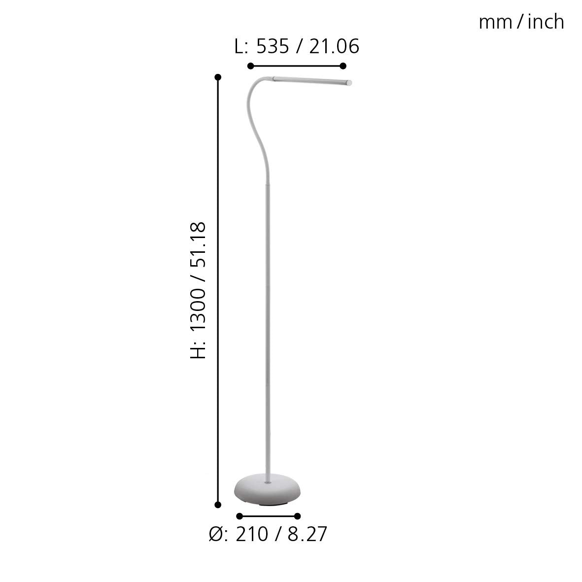 Eglo LAROA LED Floor Lamp | White Adjustable Touch Dimmer Light