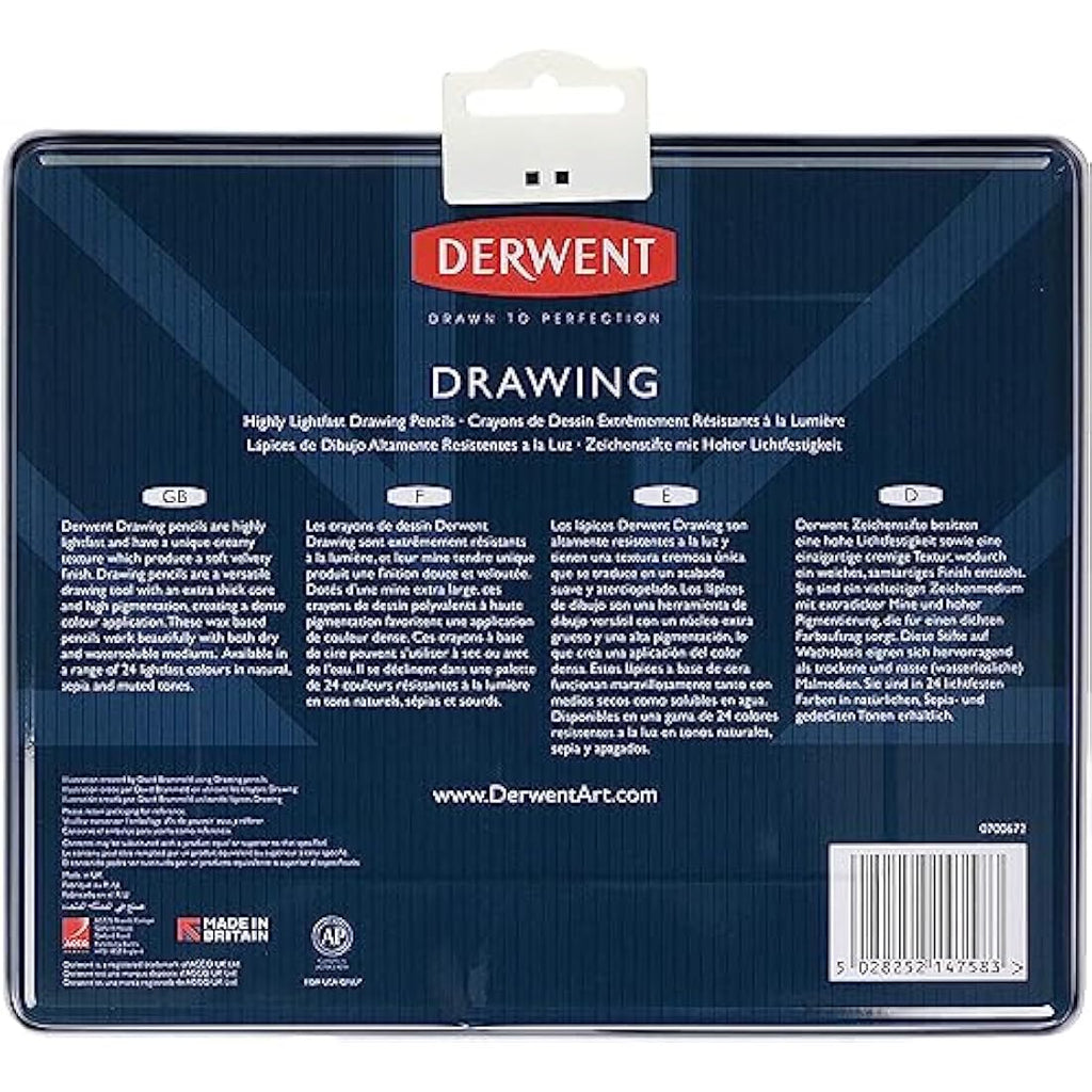 Derwent Drawing Pencils - Professional Coloured Pencils, Set of 24