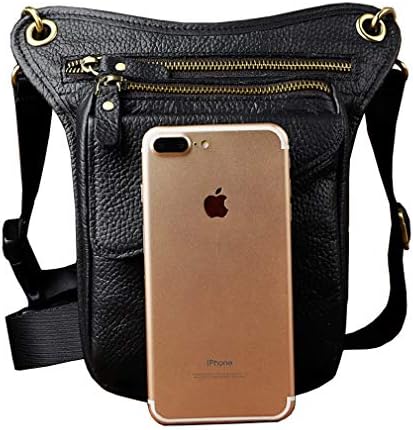 Jolof Store Leather Drop Leg Bag – Motorcycle Waist Pack for Hiking, Black