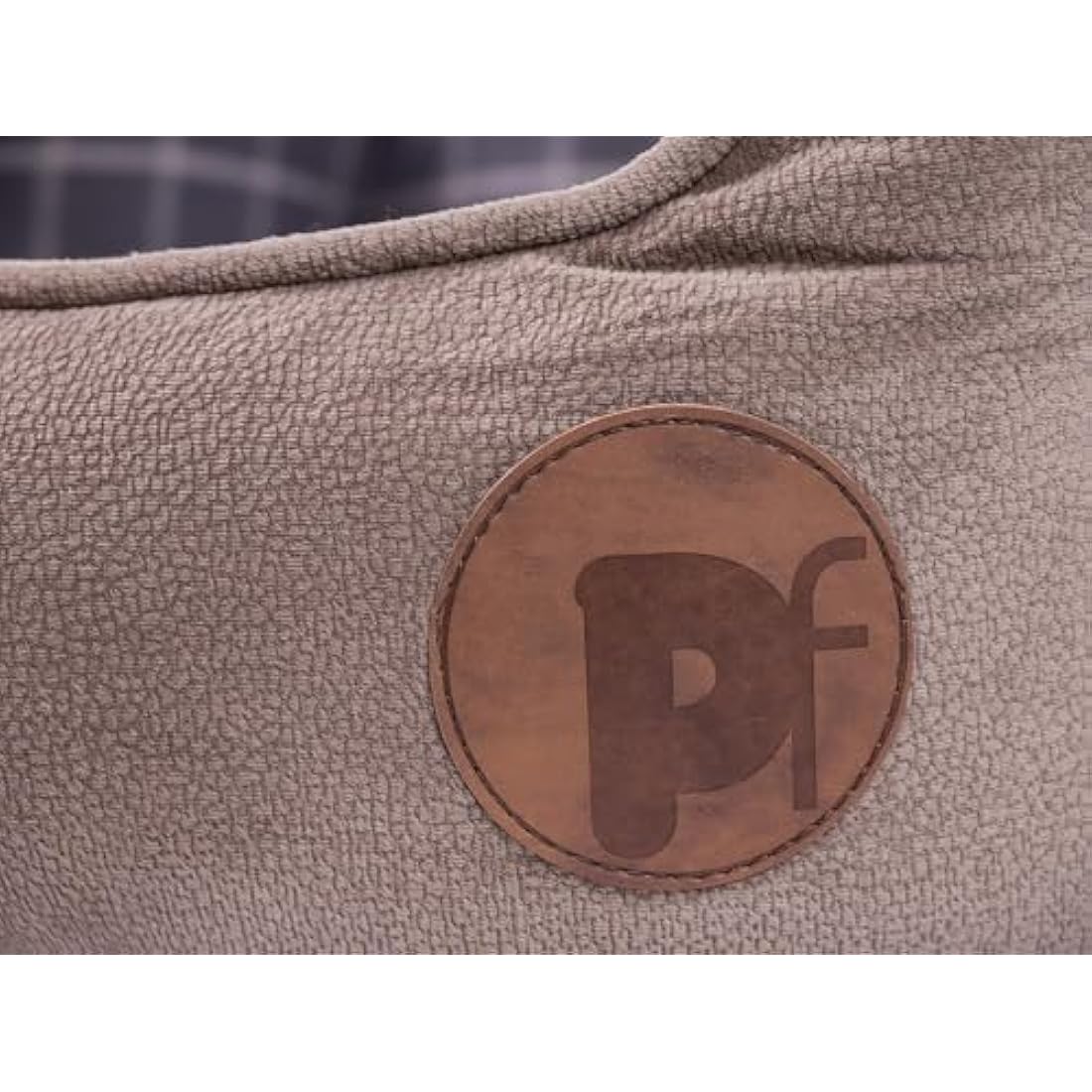 Petface Bamboo Oval Dog Bed – Medium Plush Grey Check Pet Bed