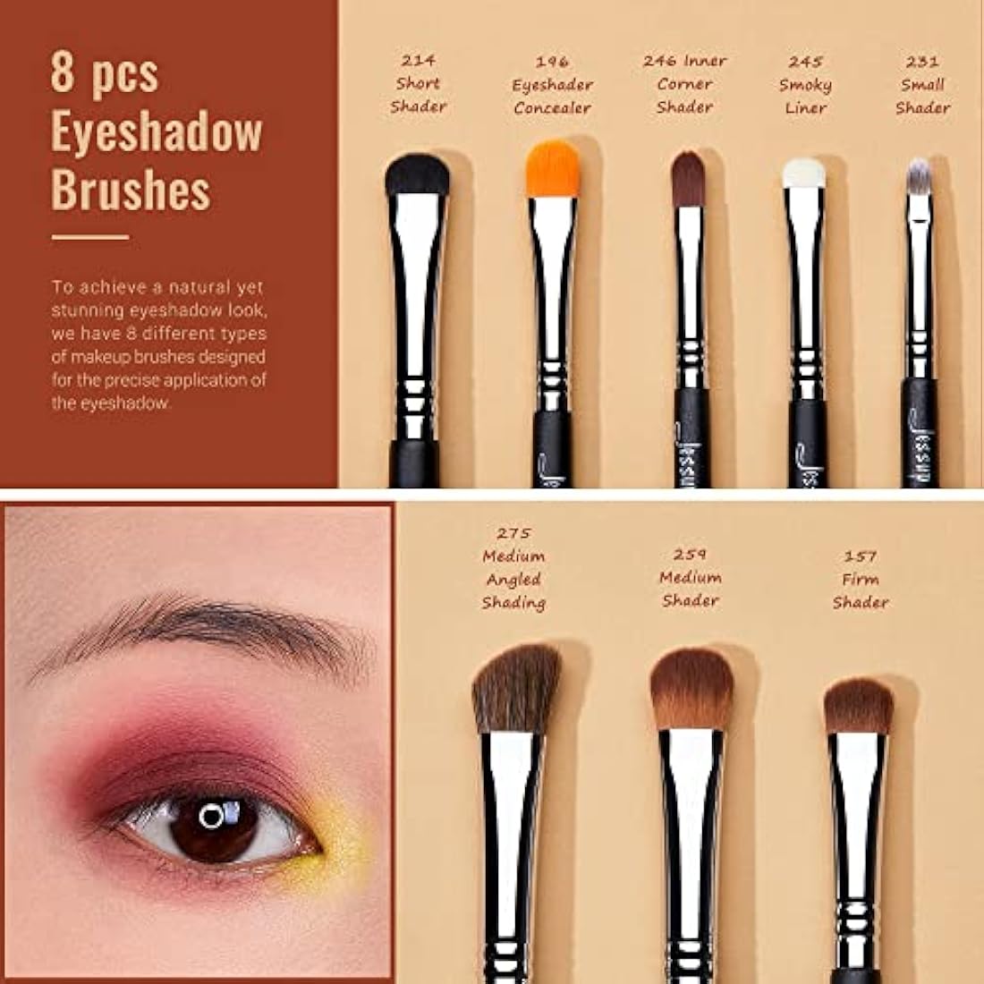 Jessup 28pcs Eye Makeup Brushes Set - Professional Synthetic Black T341