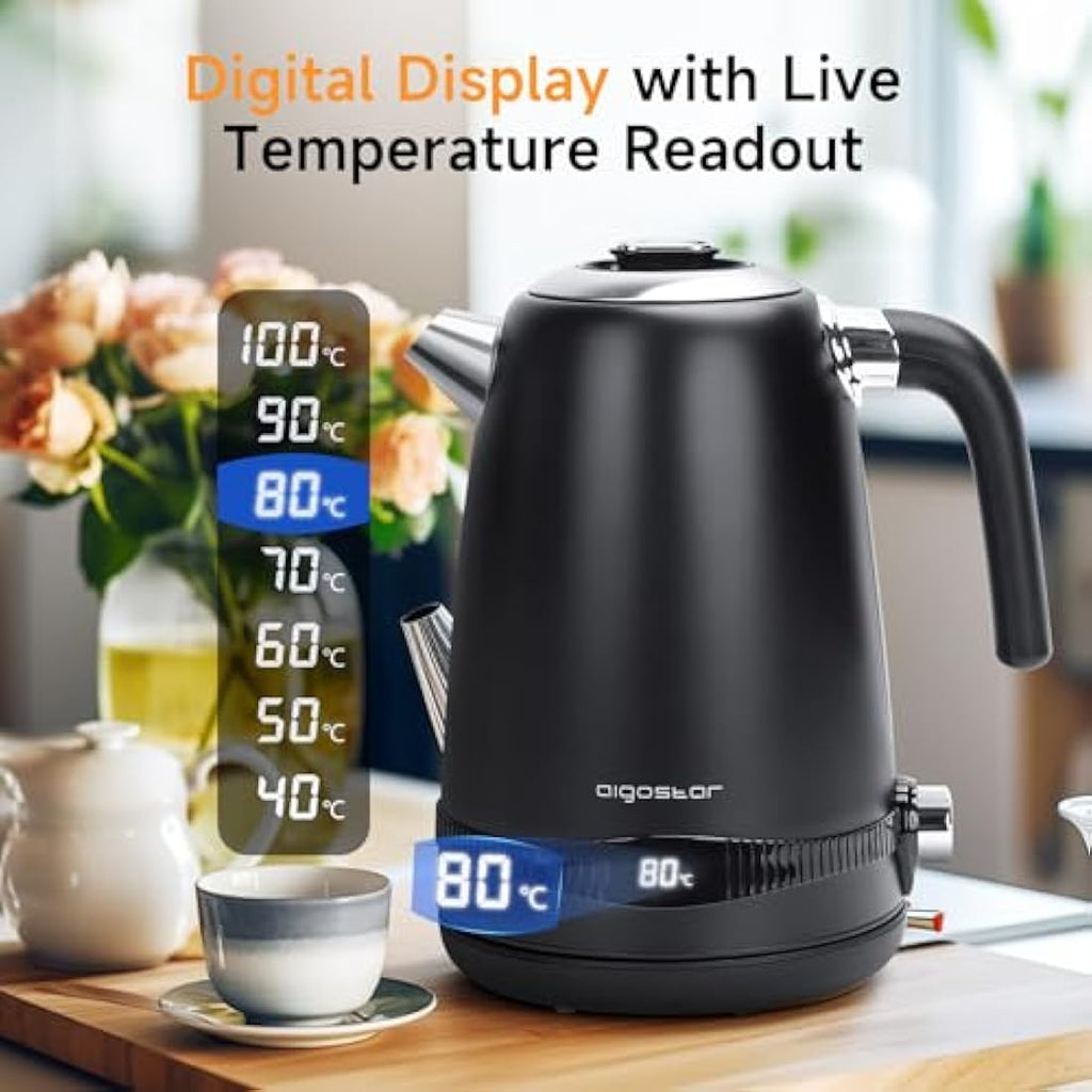 Aigostar Loki Electric Kettle – 1.7L Variable Temp Stainless Steel