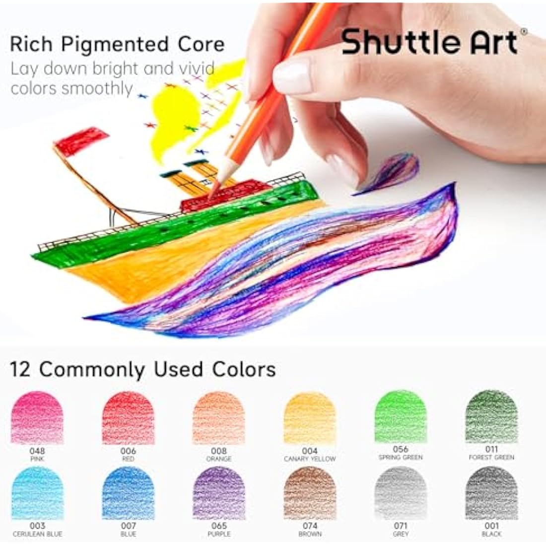 Shuttle Art 408 Pack Coloured Pencils Bulk – 12 Colours School Pack