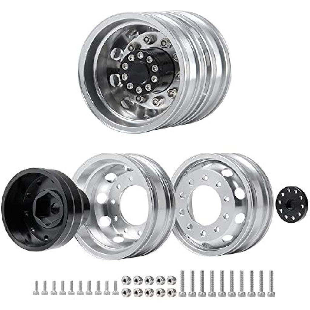 Jolof Store 1/14 Tamiya RC Tractor Metal Rear Wheel Rims - 4 Pack