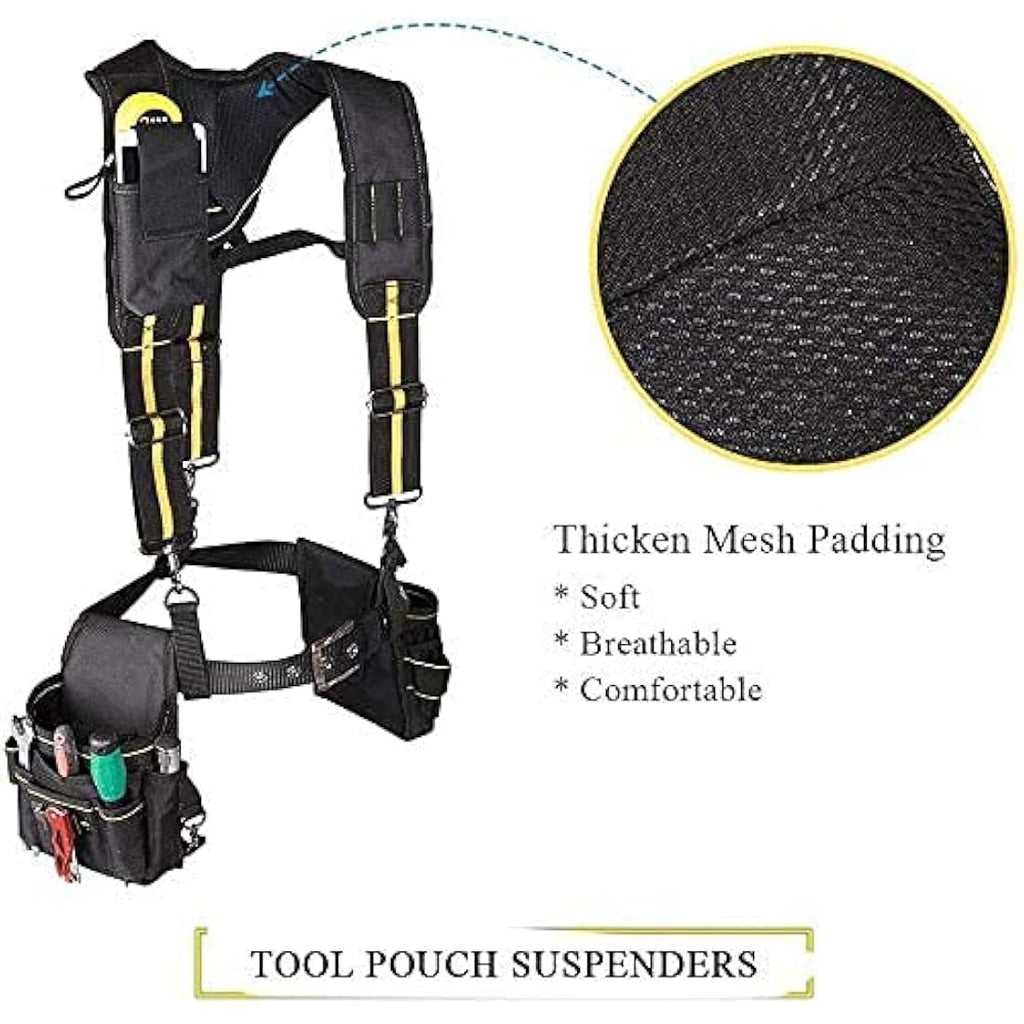 TUYU Heavy Duty Tool Belt Suspenders | Padded 1680D Nylon Work Rig