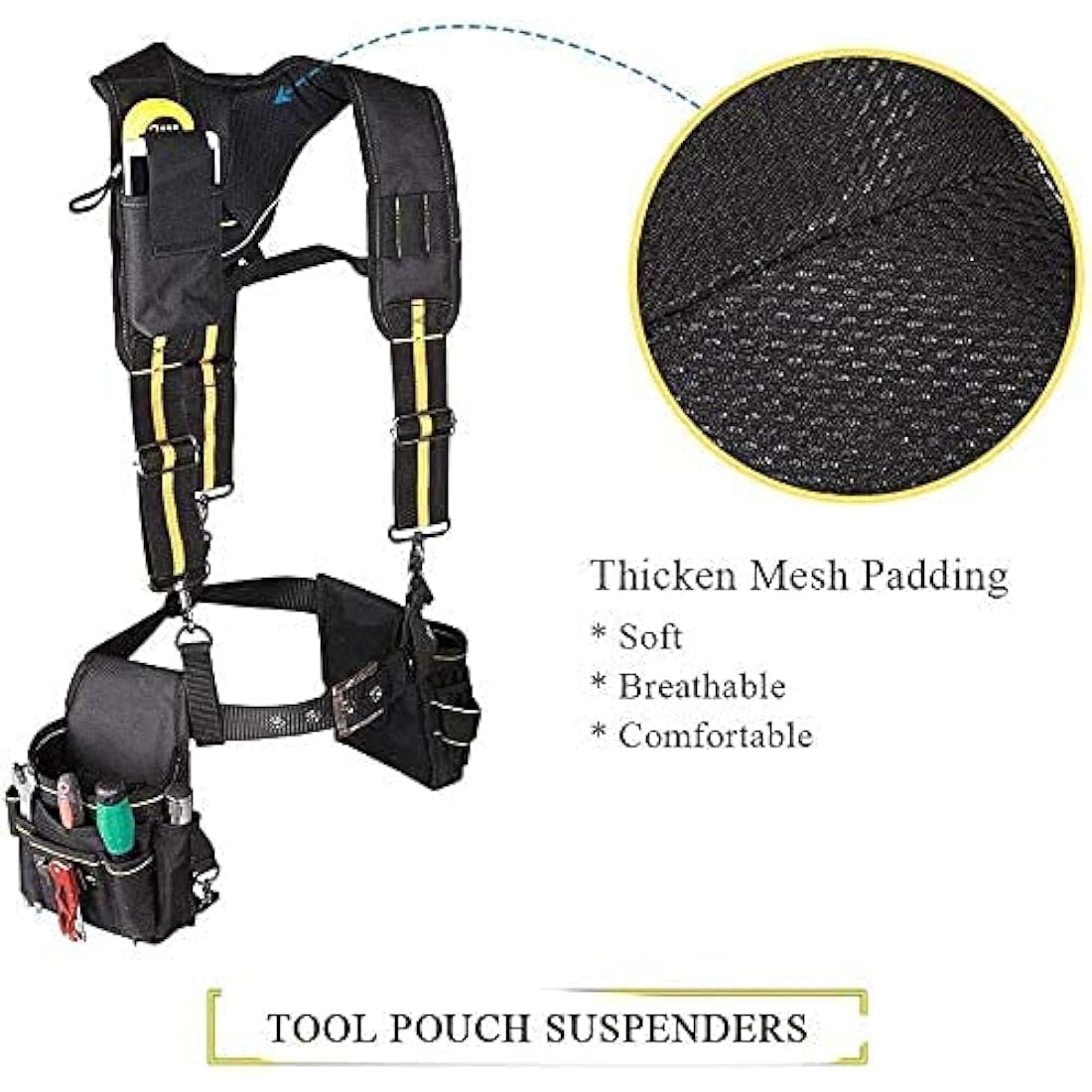 TUYU Heavy Duty Tool Belt Suspenders | Padded 1680D Nylon Work Rig