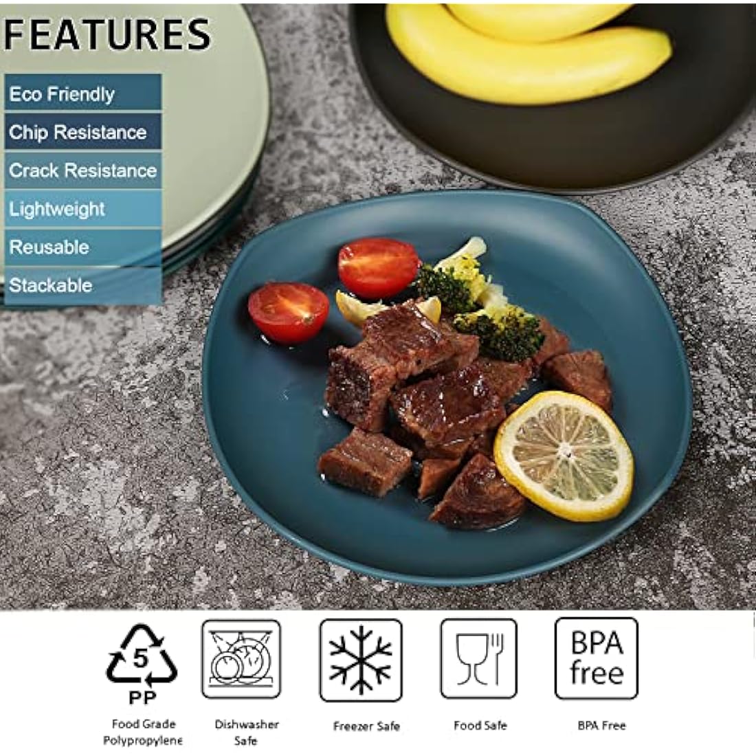 Greentainer 16-Piece Unbreakable Plastic Dinnerware Set | Service for 4