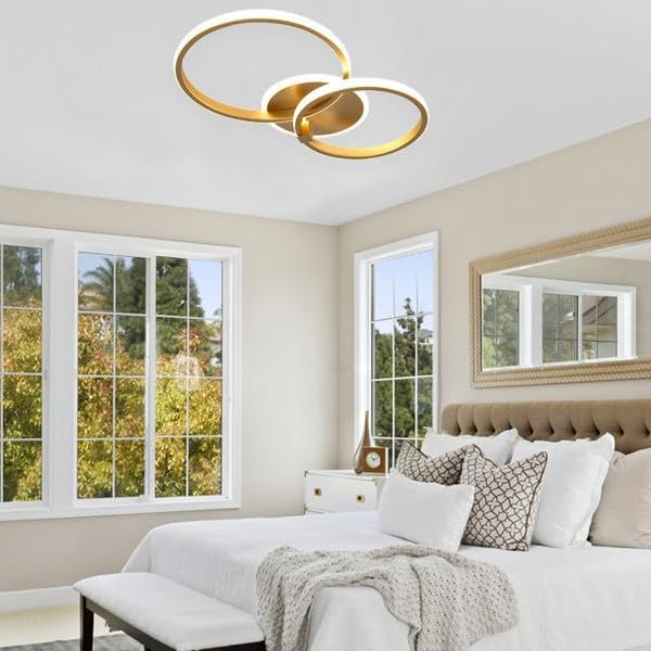 Comely 42W Modern LED Ceiling Light | Gold Flush Mount Chandelier