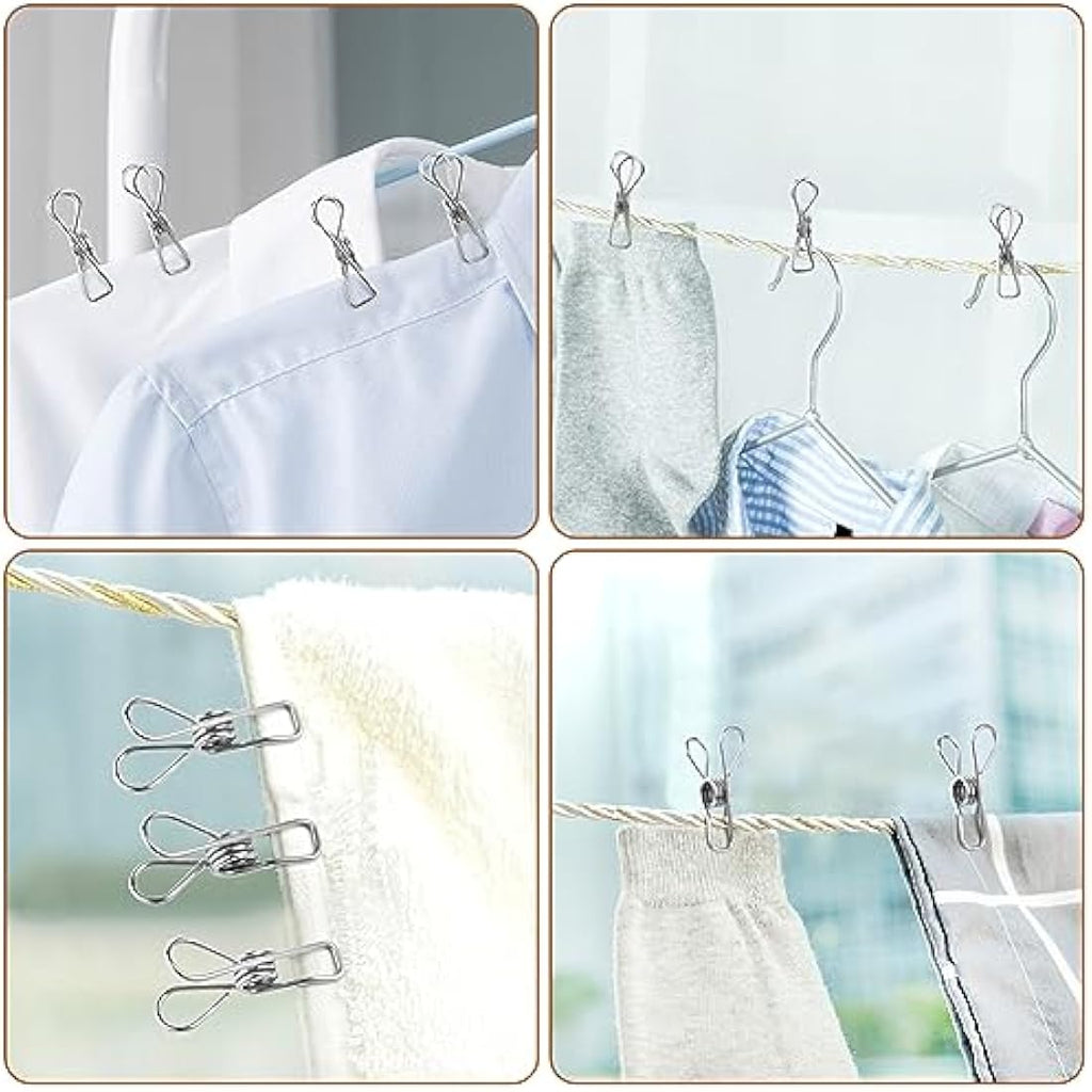 Stainless Steel Clothes Pegs – 100 Pcs Strong Metal Clips