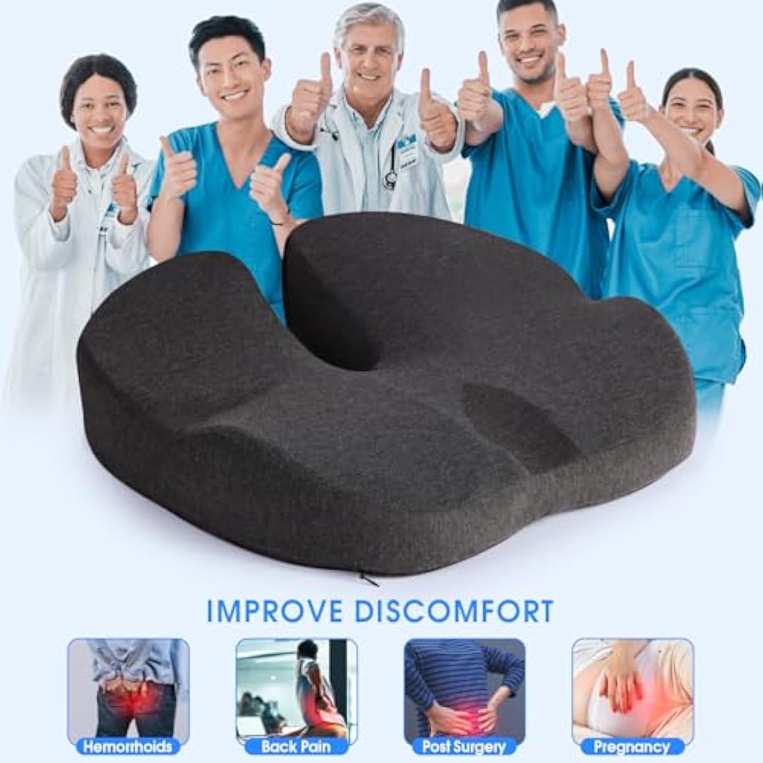 Memory Foam Seat Cushion – Ergonomic Orthopedic Hip Support