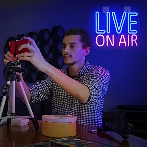 Looklight Live On Air Neon Sign | Blue & Pink LED Wall Art for Streaming
