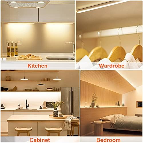 LAMPAOUS Dimmable LED Under Cabinet Lights | 3000K Warm White | 6 Pack