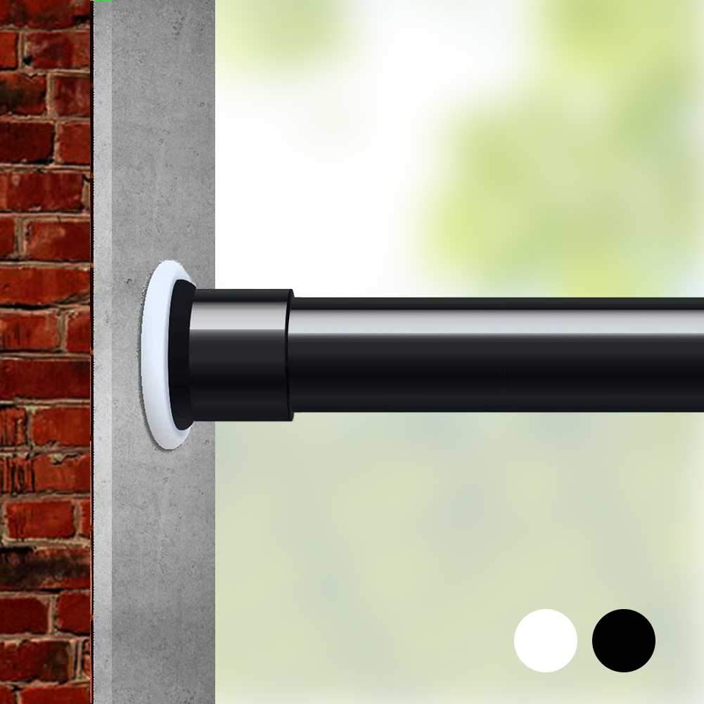 Tension Curtain Rod | 141–161 Inch Extra Long Black Steel
