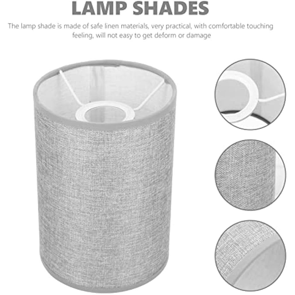 Linen Drum Lamp Shade – 2pcs Clip-on Cylinder Fabric Shades