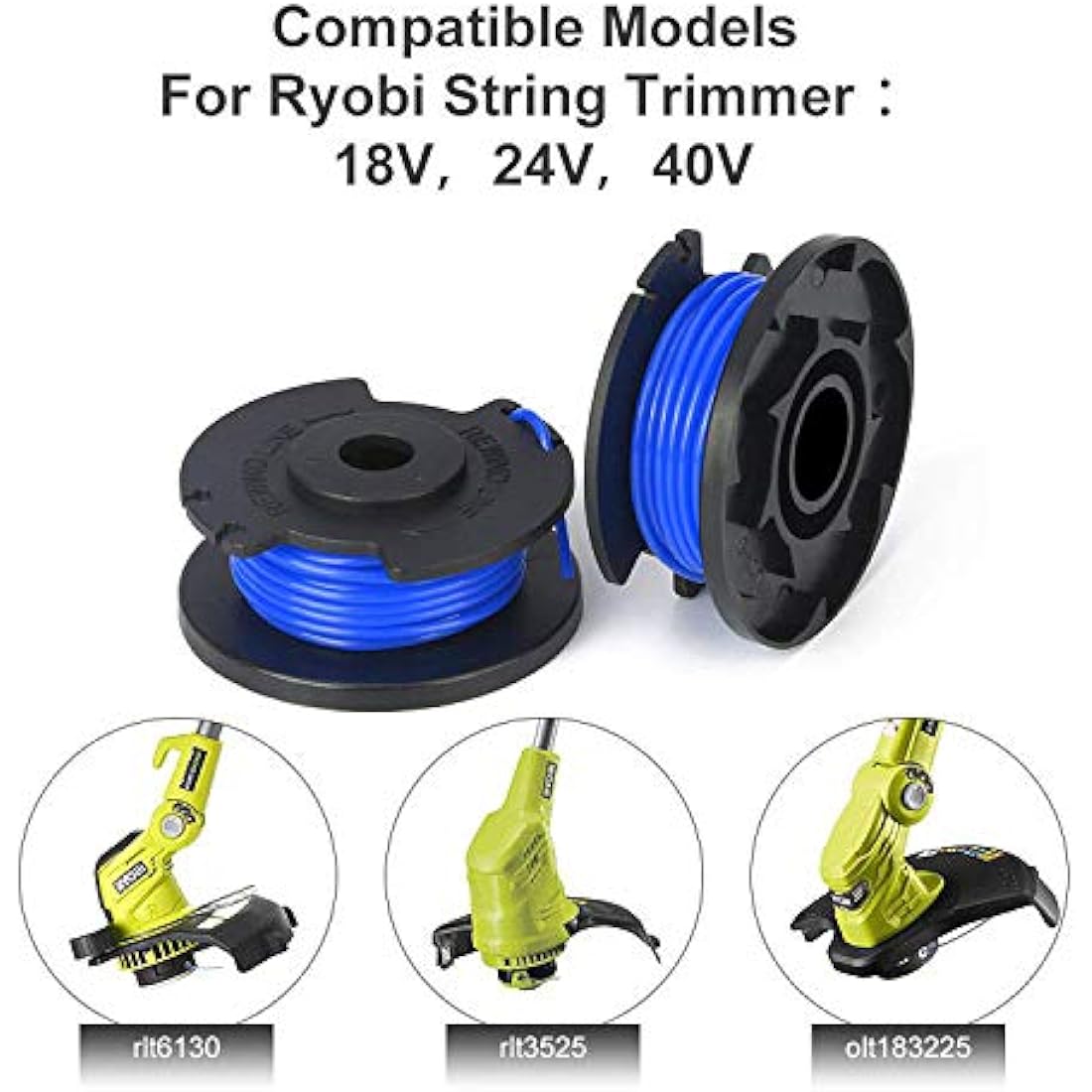 Eyoloty Trimmer Spool Line for Ryobi 18V 24V 40V - 6 Spools + 1 Cover