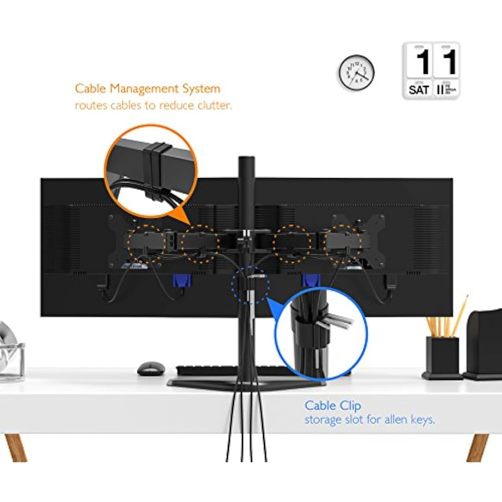 BONTEC Dual Monitor Stand – Double Arm Desk Mount for 13-27" Screens