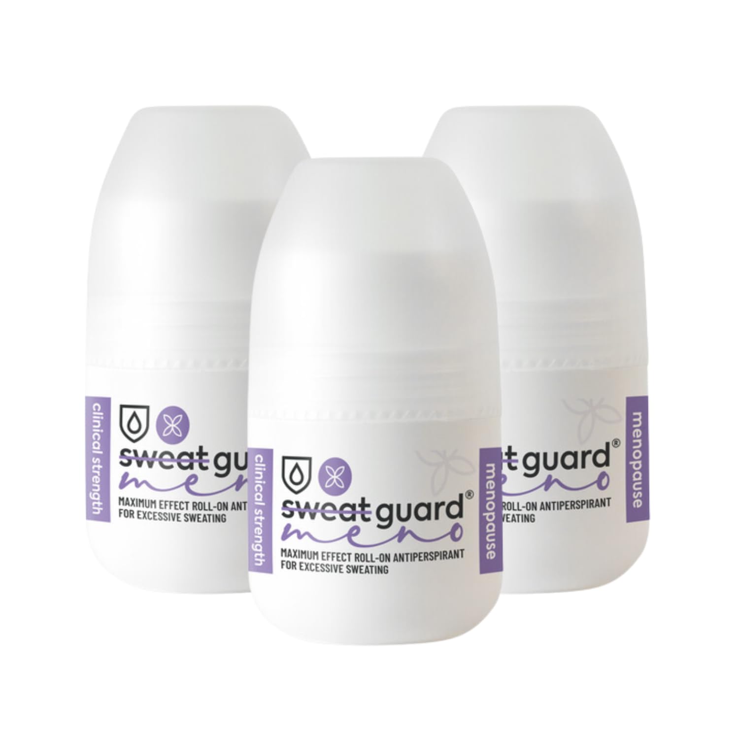 Sweat Guard Meno Antiperspirant - Unscented Menopause Roll On (3 x 50ml)