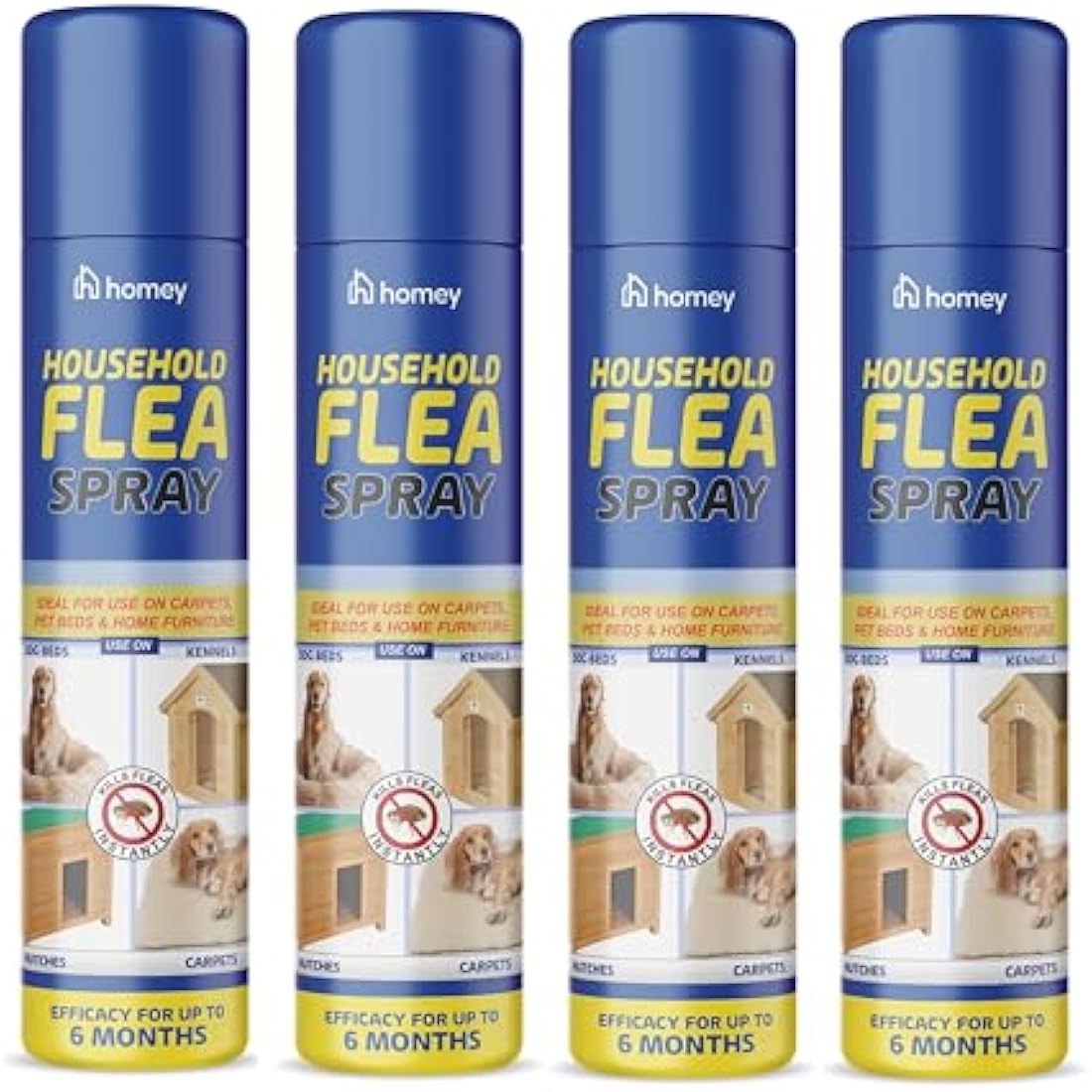Flea Killer Spray | 4 x 200ml Household Insecticide Aerosol