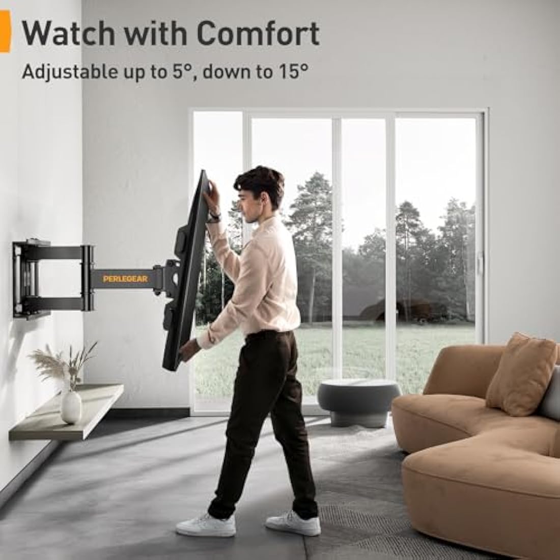 Perlegear Full Motion TV Wall Mount | Swivel & Tilt for 37-84 Inch TVs