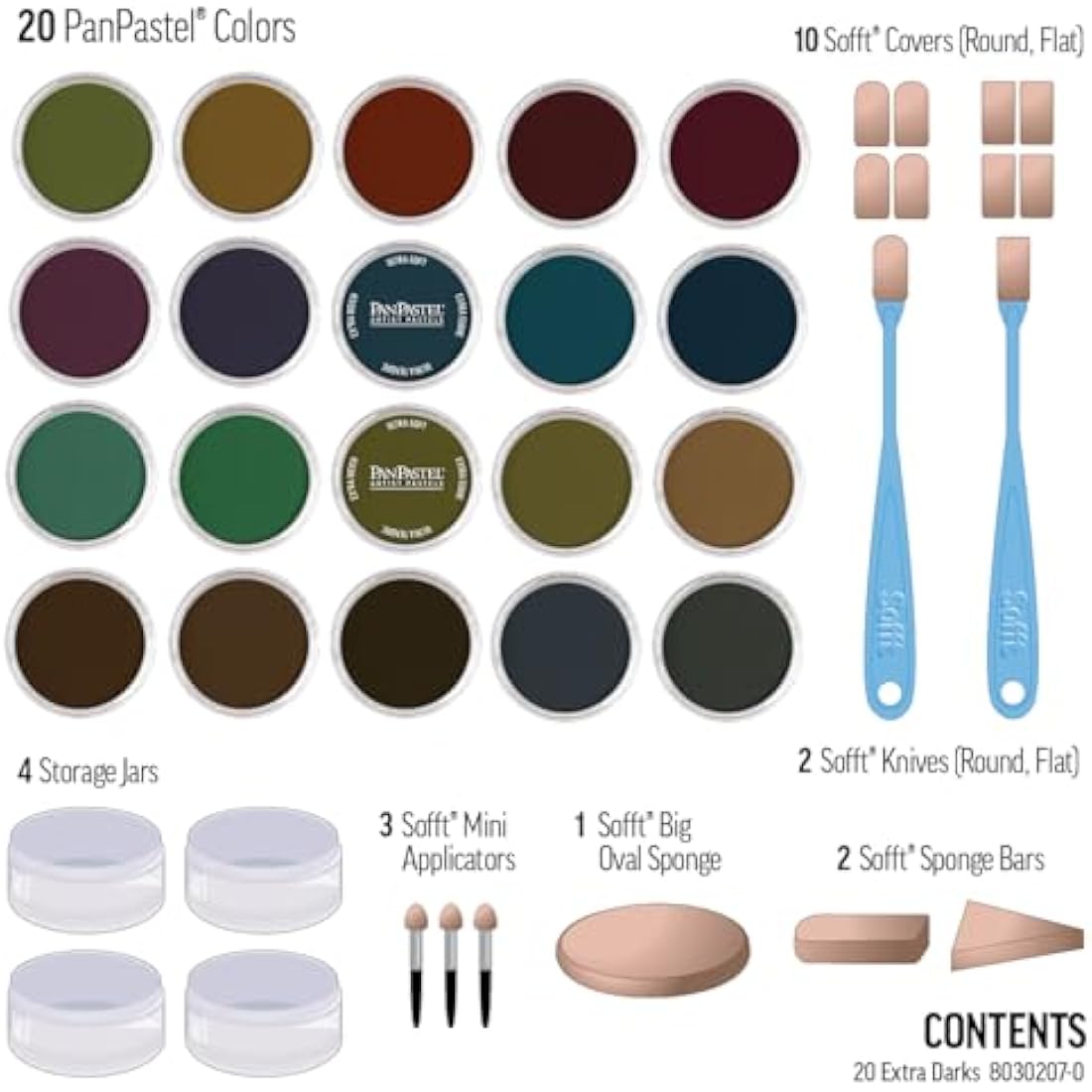 PanPastel 20 Color Set – Extra Dark Shades Professional Art Pastels