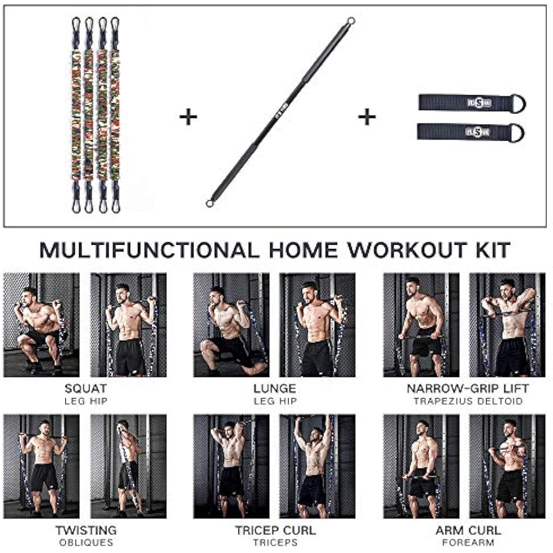 INNSTAR Portable Home Gym Set | Resistance Band Bench Press & Squat Bar