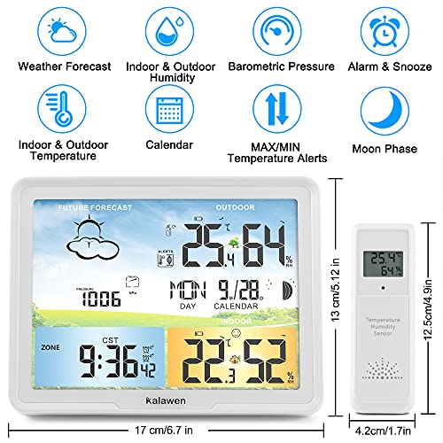 Kalawen Weather Station | Wireless Indoor Outdoor Thermometer & Humidity