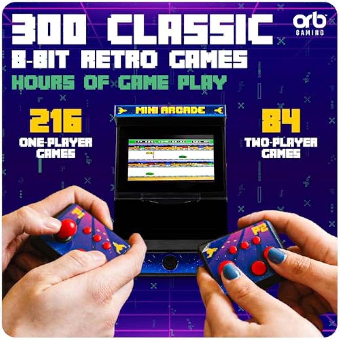 Mini Arcade Machine | 300 8-Bit Retro Games & 2 Wireless Joysticks