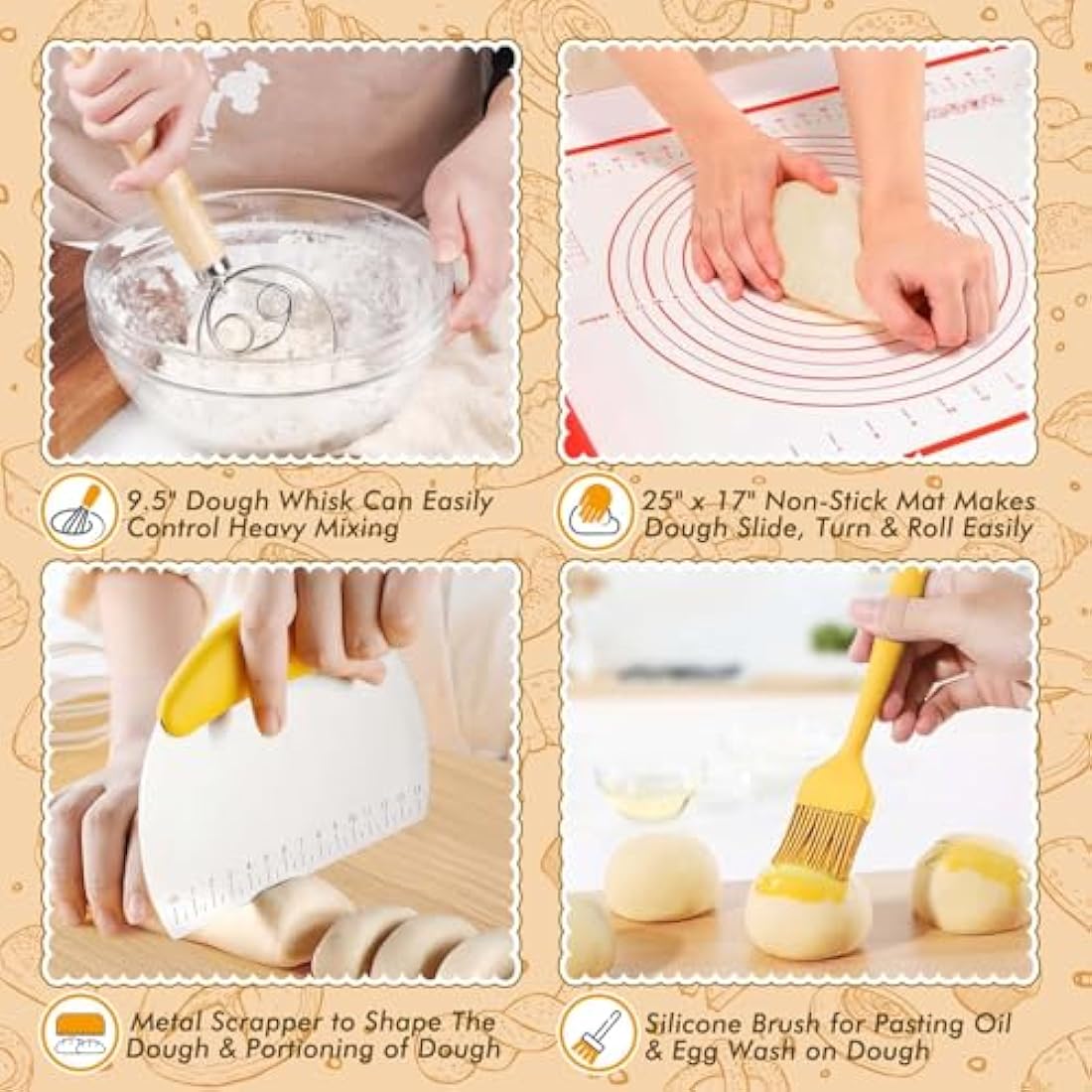 DoughEase Sourdough Starter Kit – 1500ml Glass Jar & Silicone Proofing Baskets