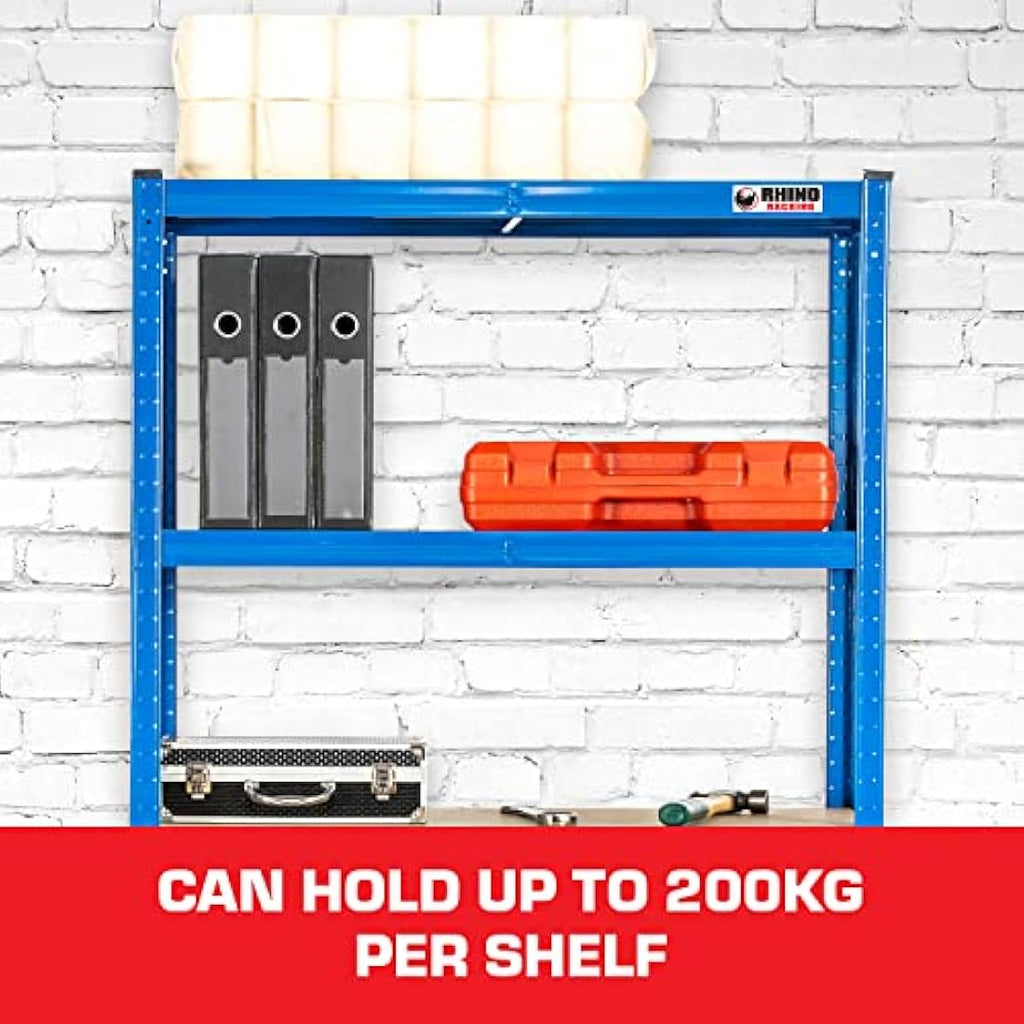 Rhino Racking Heavy-Duty Garage Shelving – 2 Bays, 5 Tier Blue Metal