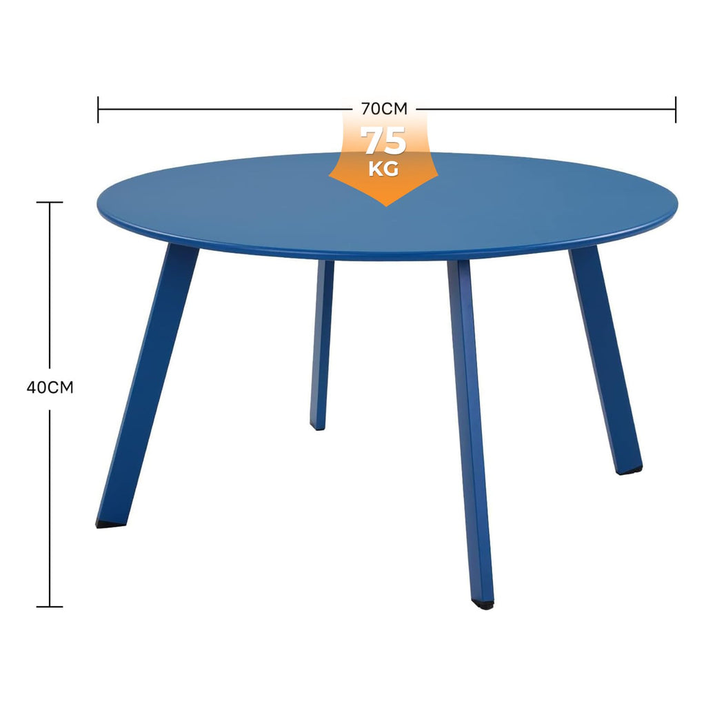 Grand Patio Round Metal Coffee Table - 70cm Rust-Resistant Outdoor Side Table