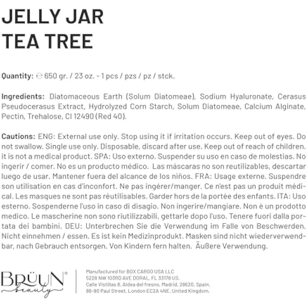 BRÜUN Tea Tree Jelly Mask – Peel-Off Rubber Face Mask Powder, 23 fl oz