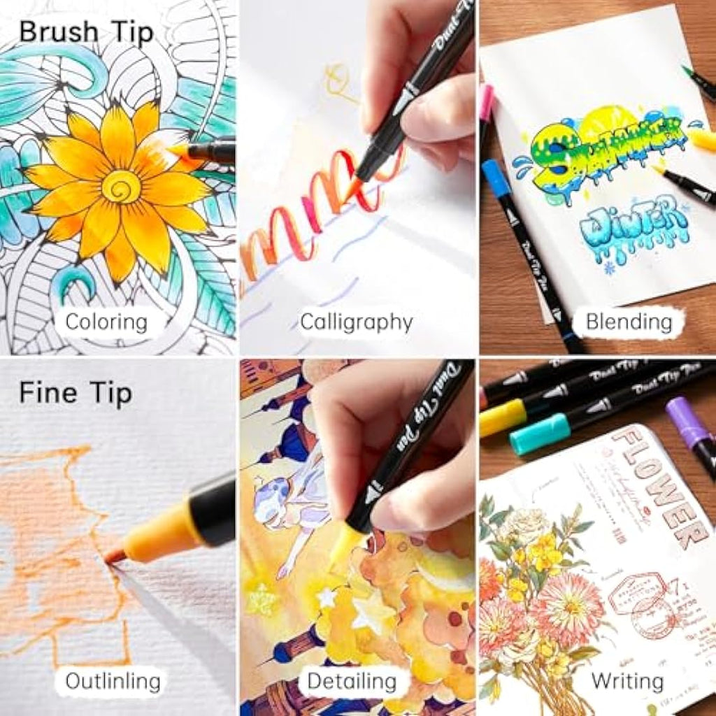 Shuttle Art 96 Colors Dual Tip Brush Pens – Fine & Brush Tip Markers Set