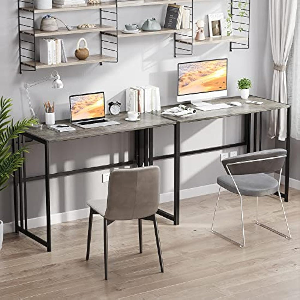Ulifance Folding Computer Desk – No-Assembly Writing Table, Black Oak