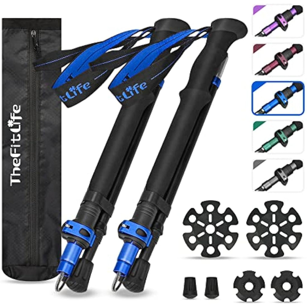 TheFitLife Collapsible Trekking Poles – Lightweight 7075 Aluminum Hiking Sticks