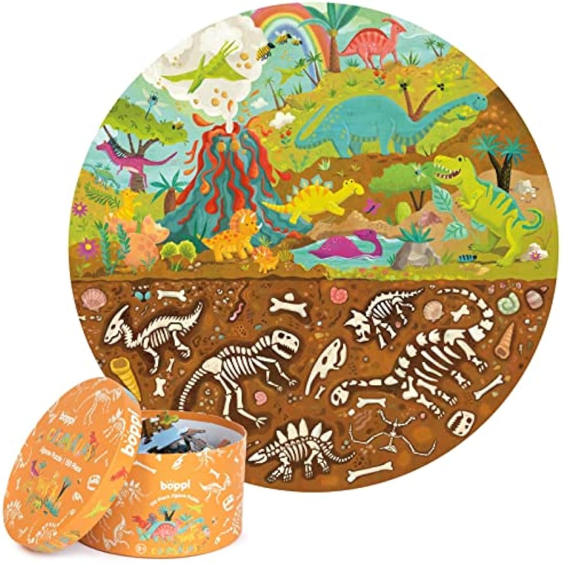 Boppi Dinosaur 150 Piece Round Jigsaw Puzzle for Kids Aged 5-8