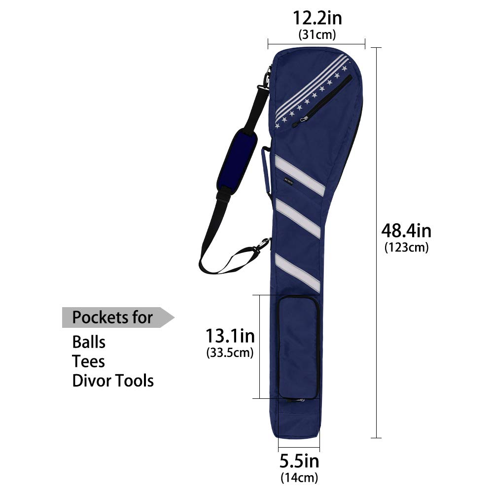 Big Teeth Waterproof Golf Sunday Bag | Lightweight Travel Carry Case - Blue