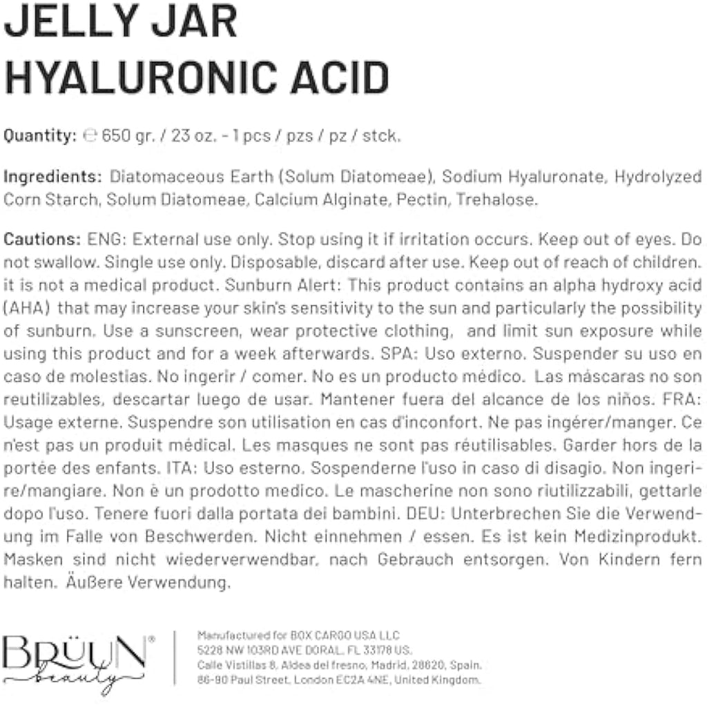 BRÜUN Hyaluronic Acid Jelly Mask – Peel-Off Rubber Face Mask (23 fl oz)